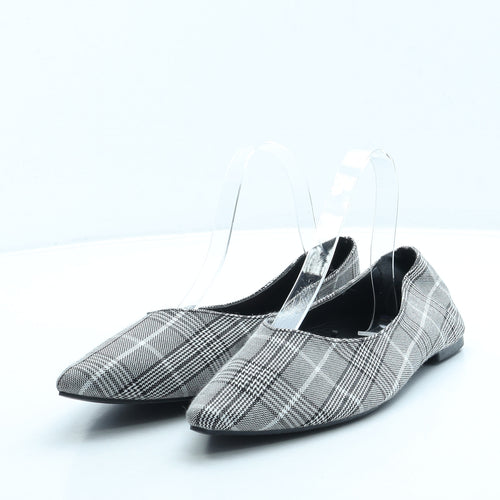 George Womens Black Plaid Polyester Flat UK 6 39