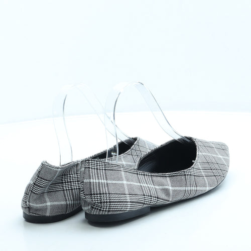 George Womens Black Plaid Polyester Flat UK 6 39