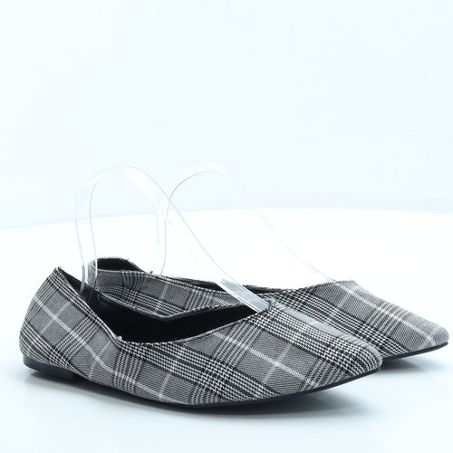 George Womens Black Plaid Polyester Flat UK 6 39