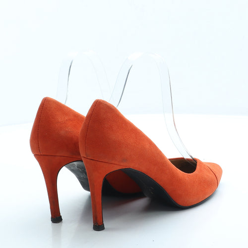 Zara Womens Orange Suede Court Heel UK 4 37