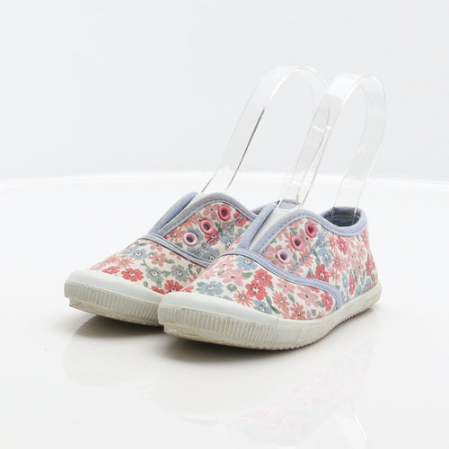 F&F Girls Multicoloured Floral Fabric Slip On Flat UK 9 27