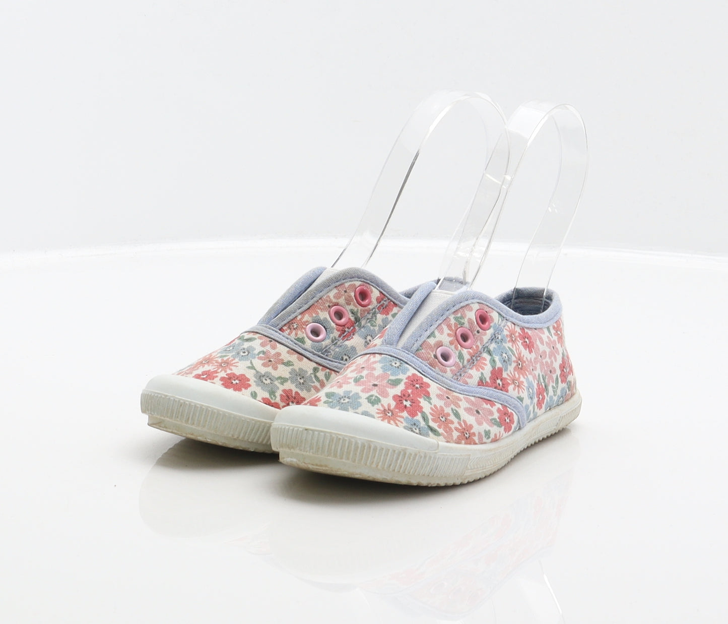 F&F Girls Multicoloured Floral Fabric Slip On Flat UK 9 27