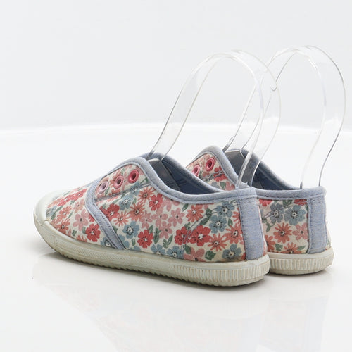 F&F Girls Multicoloured Floral Fabric Slip On Flat UK 9 27