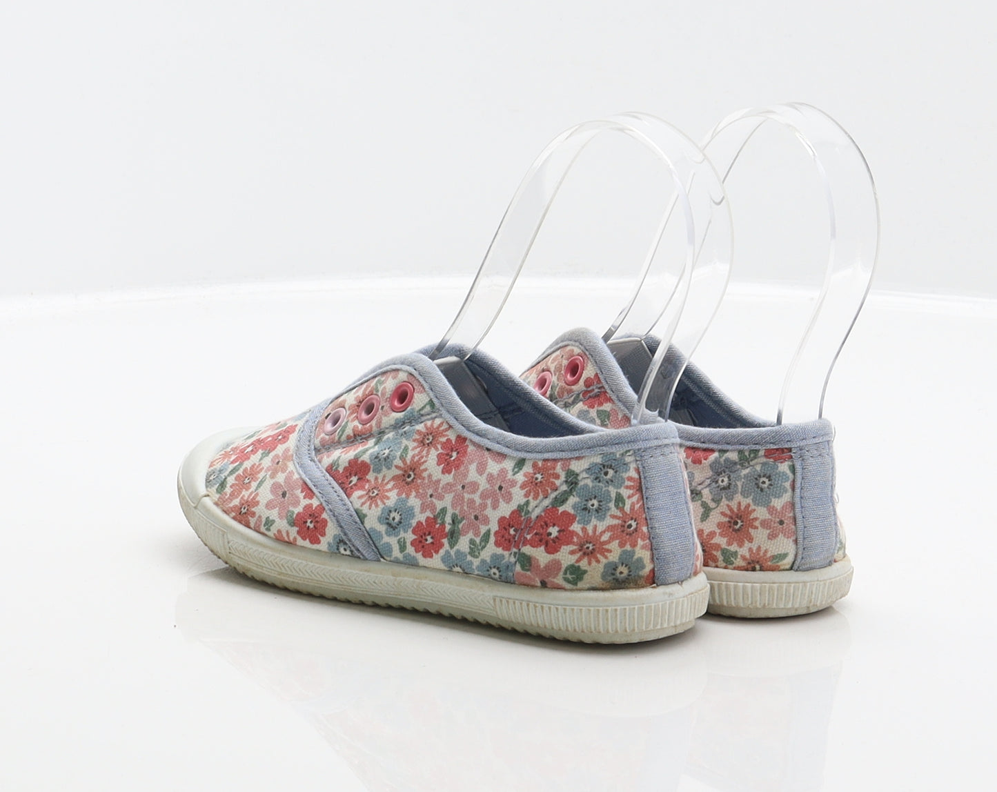 F&F Girls Multicoloured Floral Fabric Slip On Flat UK 9 27