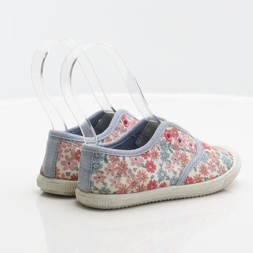 F&F Girls Multicoloured Floral Fabric Slip On Flat UK 9 27