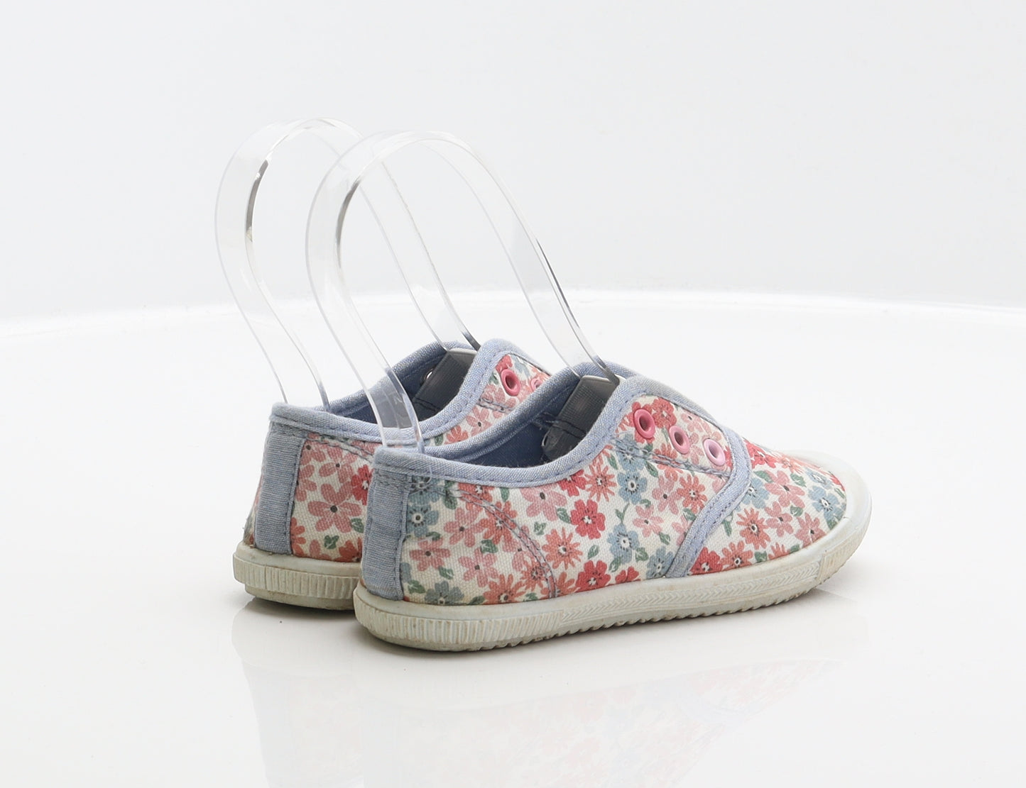 F&F Girls Multicoloured Floral Fabric Slip On Flat UK 9 27