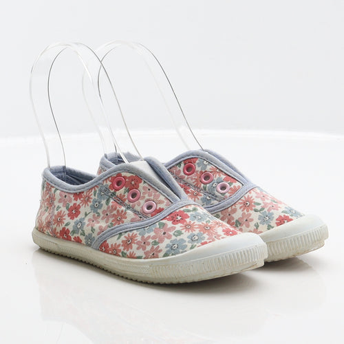F&F Girls Multicoloured Floral Fabric Slip On Flat UK 9 27