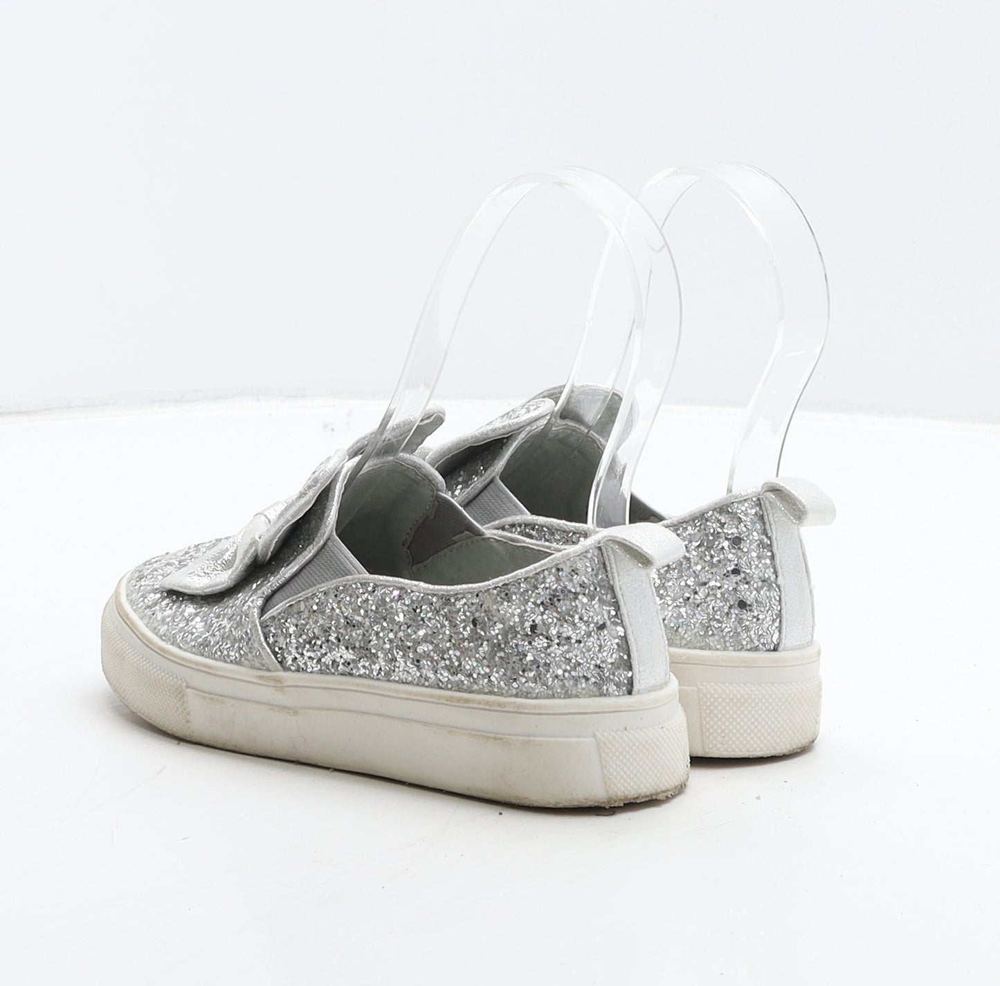 Miss Sophia Girls Silver Synthetic Loafer Casual UK 10 28 - Bunny Ears