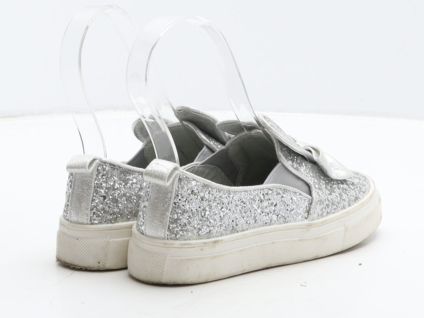 Miss Sophia Girls Silver Synthetic Loafer Casual UK 10 28 - Bunny Ears