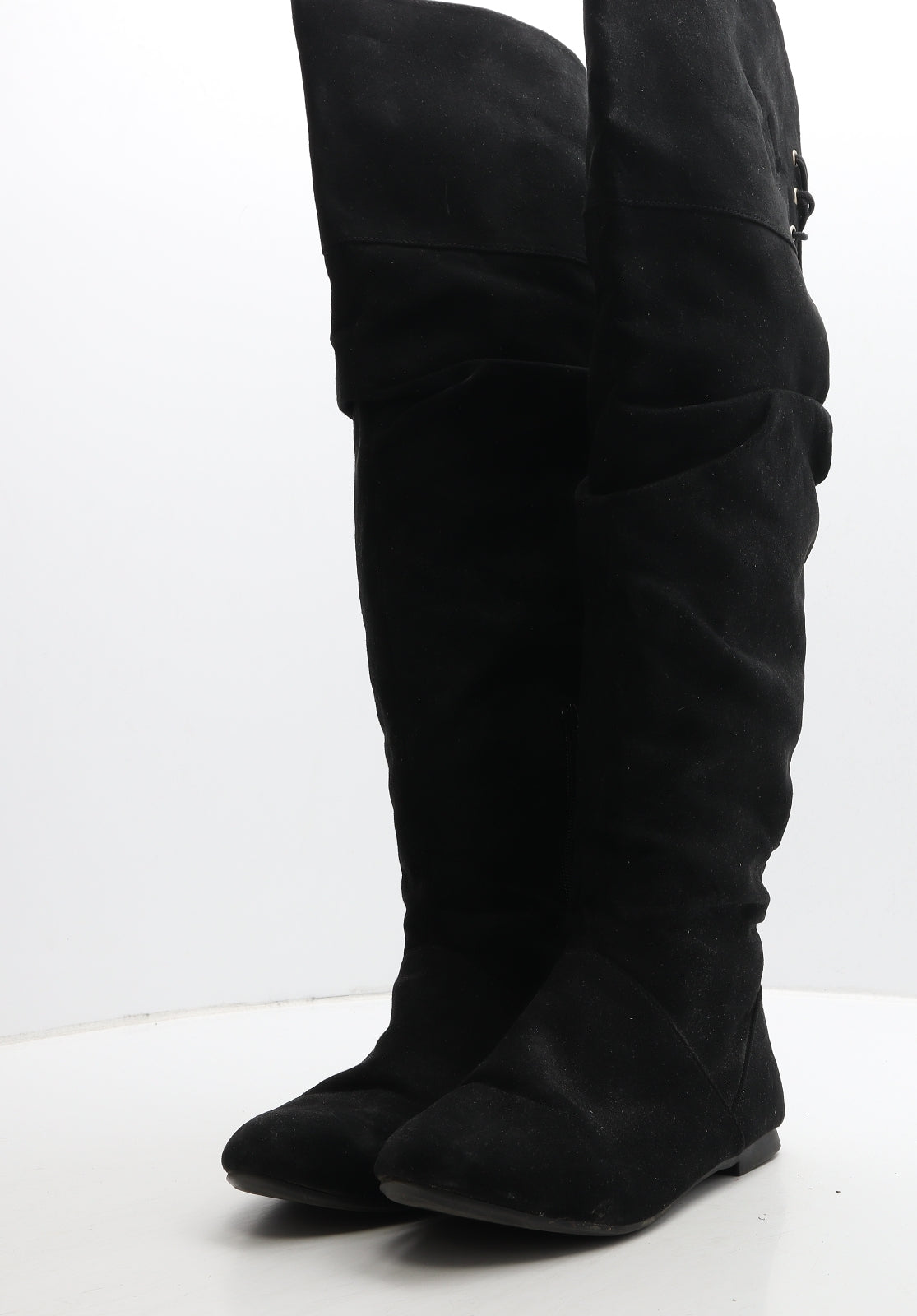 Preworn Womens Black Suede Slip On Boot UK 7