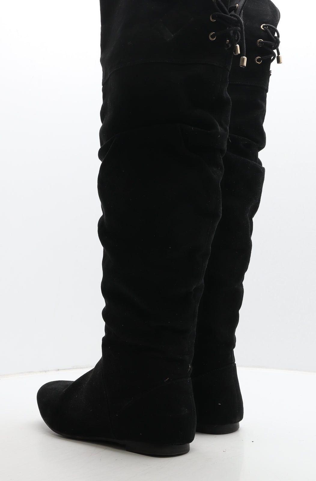 Preworn Womens Black Suede Slip On Boot UK 7