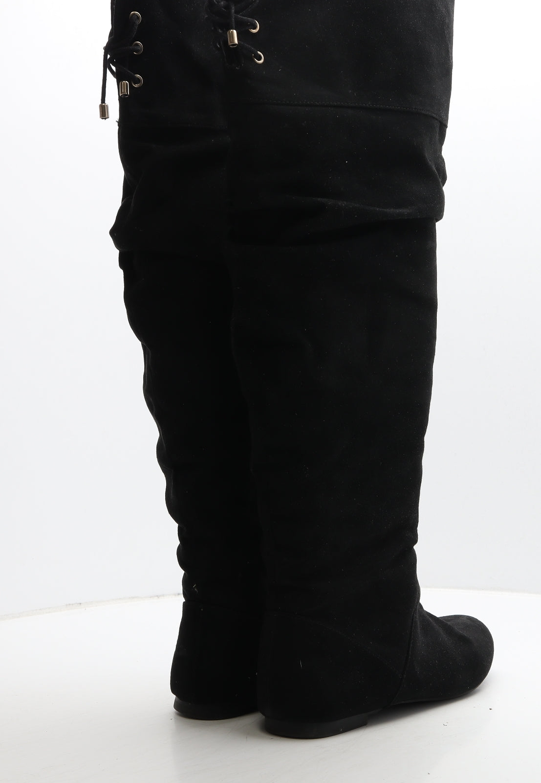 Preworn Womens Black Suede Slip On Boot UK 7