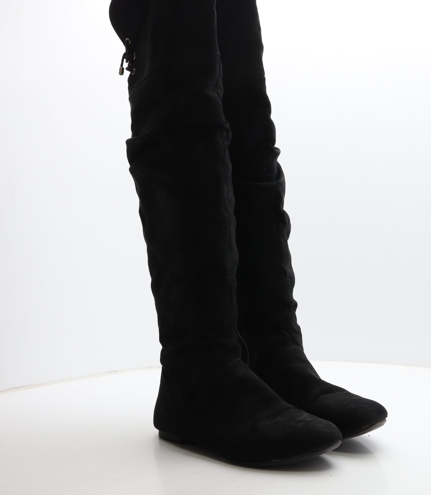 Preworn Womens Black Suede Slip On Boot UK 7