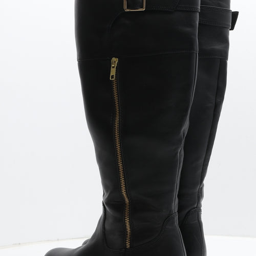 Preworn Womens Black Leather Slip On Boot UK 5