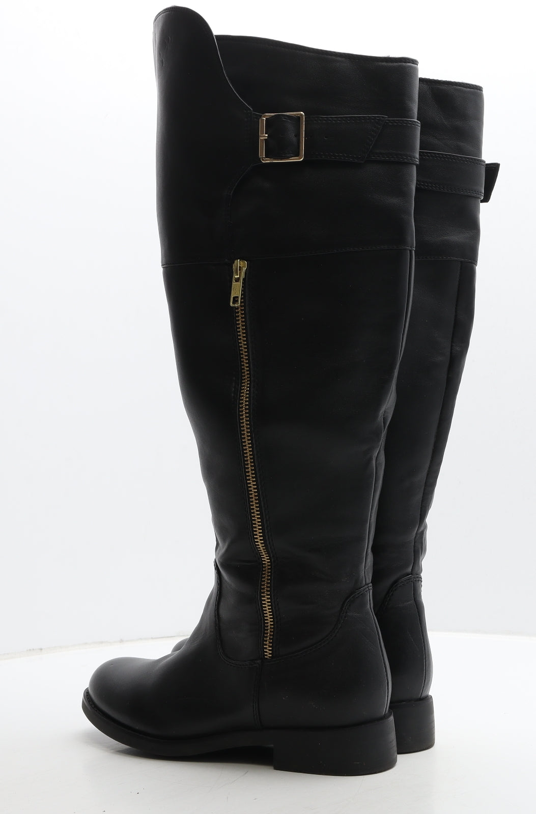 Preworn Womens Black Leather Slip On Boot UK 5