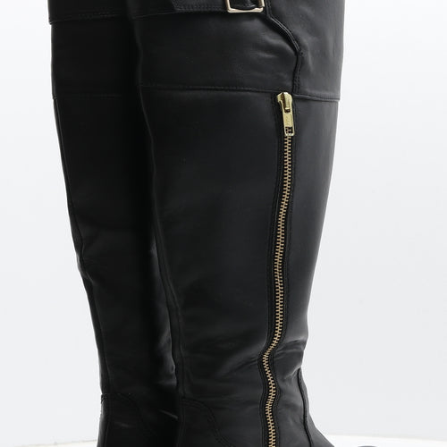 Preworn Womens Black Leather Slip On Boot UK 5