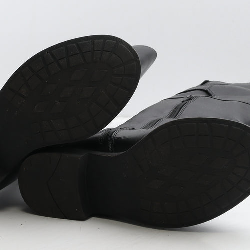 Preworn Womens Black Leather Slip On Boot UK 5