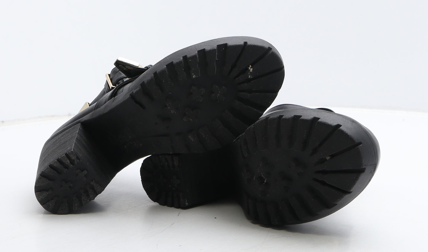 Preworn Womens Black Leather Bootie Boot UK 5 38 - Cut out