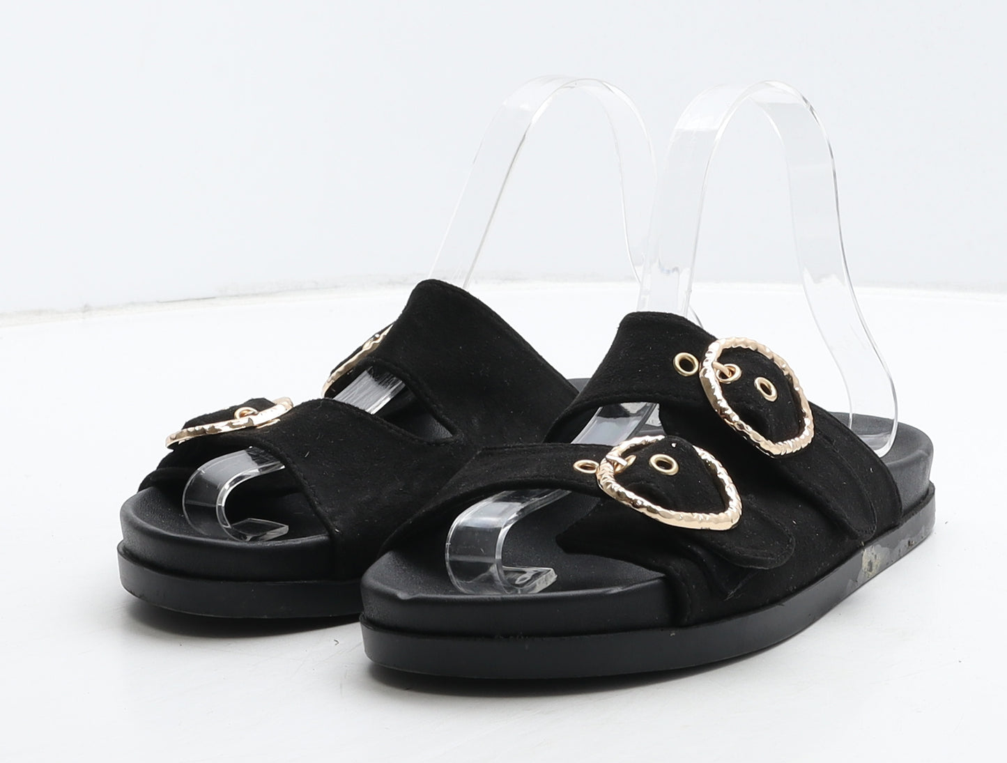 Miss Selfridge Womens Black Leather Slider Flat UK 3 36