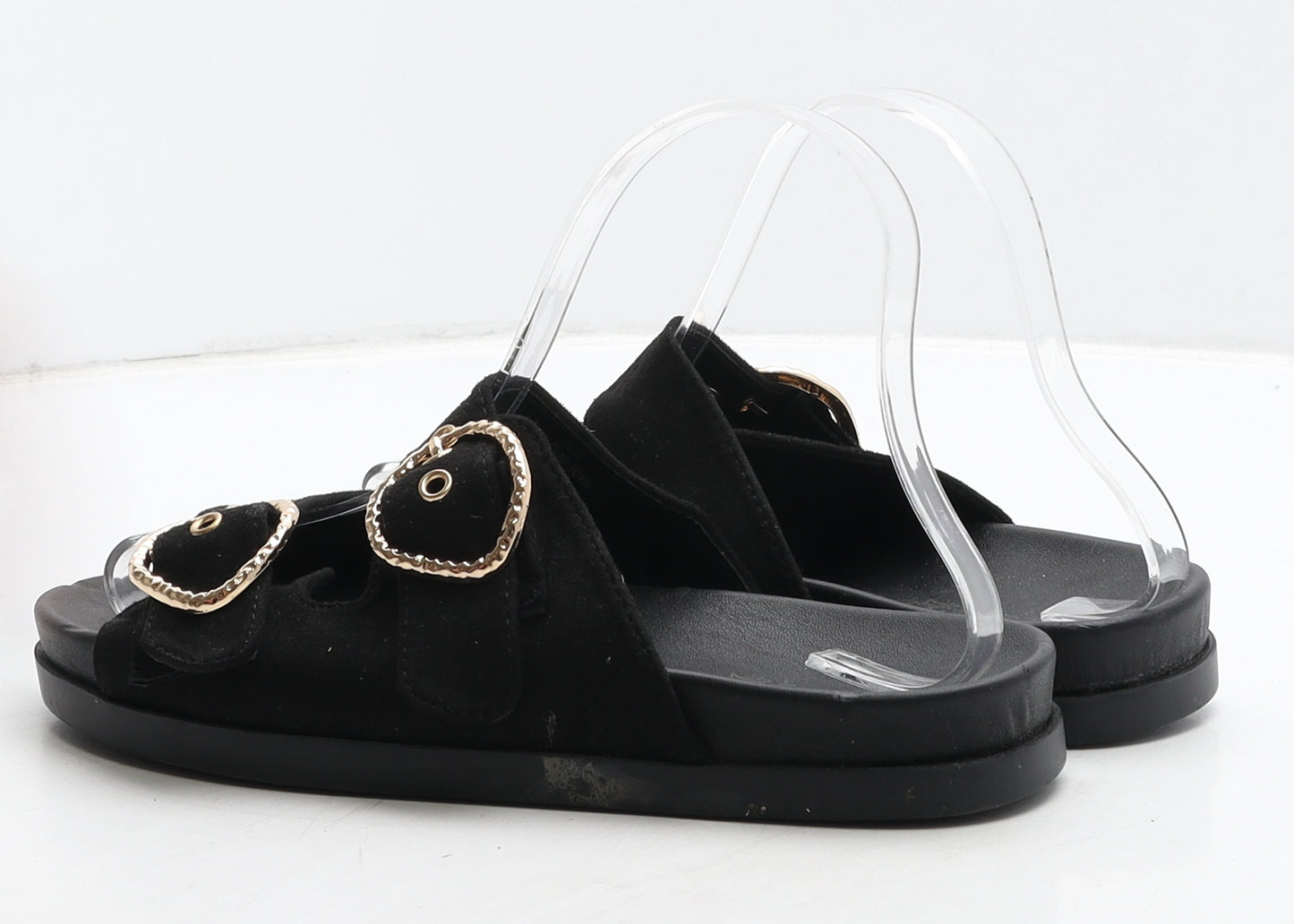 Miss Selfridge Womens Black Leather Slider Flat UK 3 36
