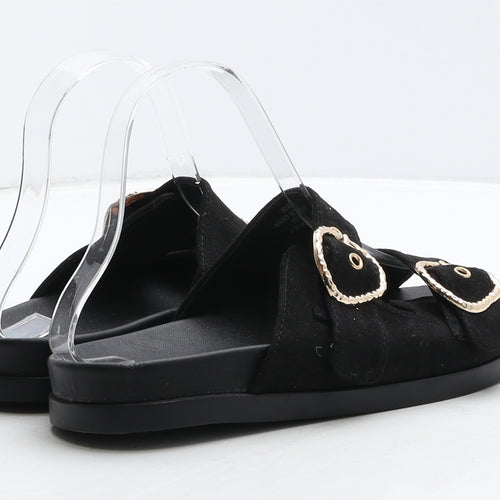 Miss Selfridge Womens Black Leather Slider Flat UK 3 36
