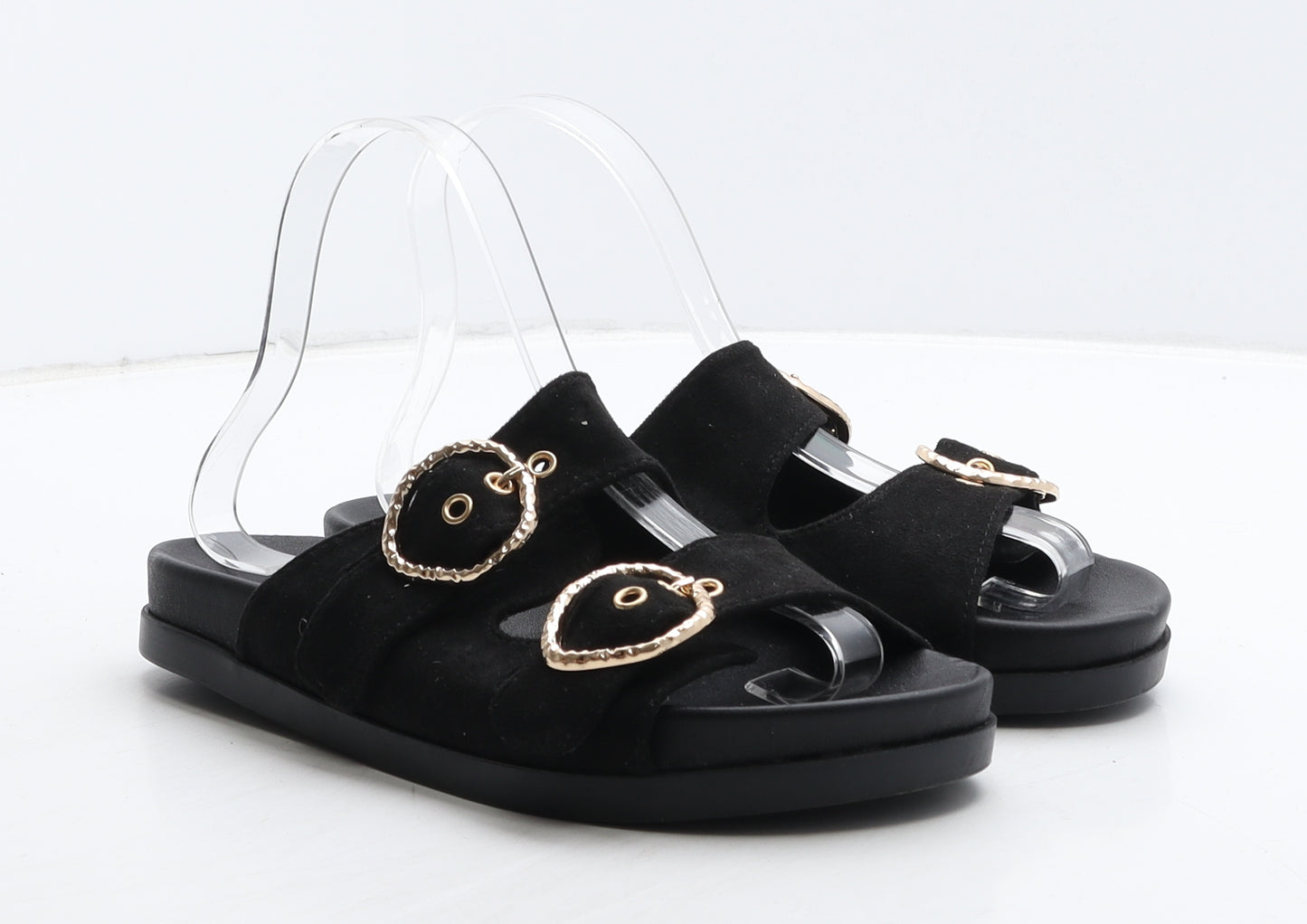 Miss Selfridge Womens Black Leather Slider Flat UK 3 36