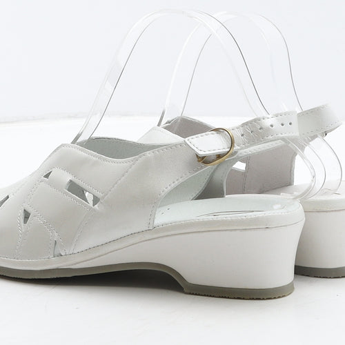 Portland Womens White Leather Slingback Casual UK 4 37