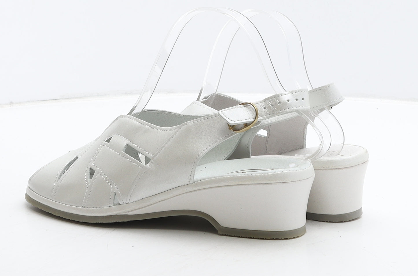 Portland Womens White Leather Slingback Casual UK 4 37