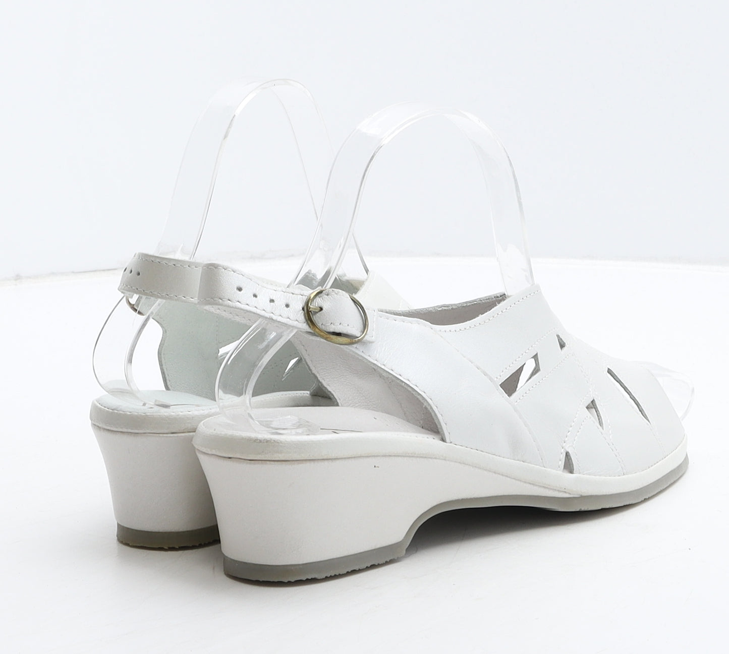 Portland Womens White Leather Slingback Casual UK 4 37