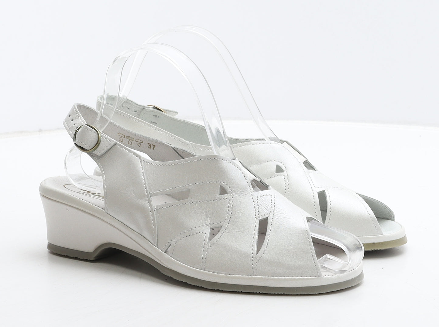 Portland Womens White Leather Slingback Casual UK 4 37