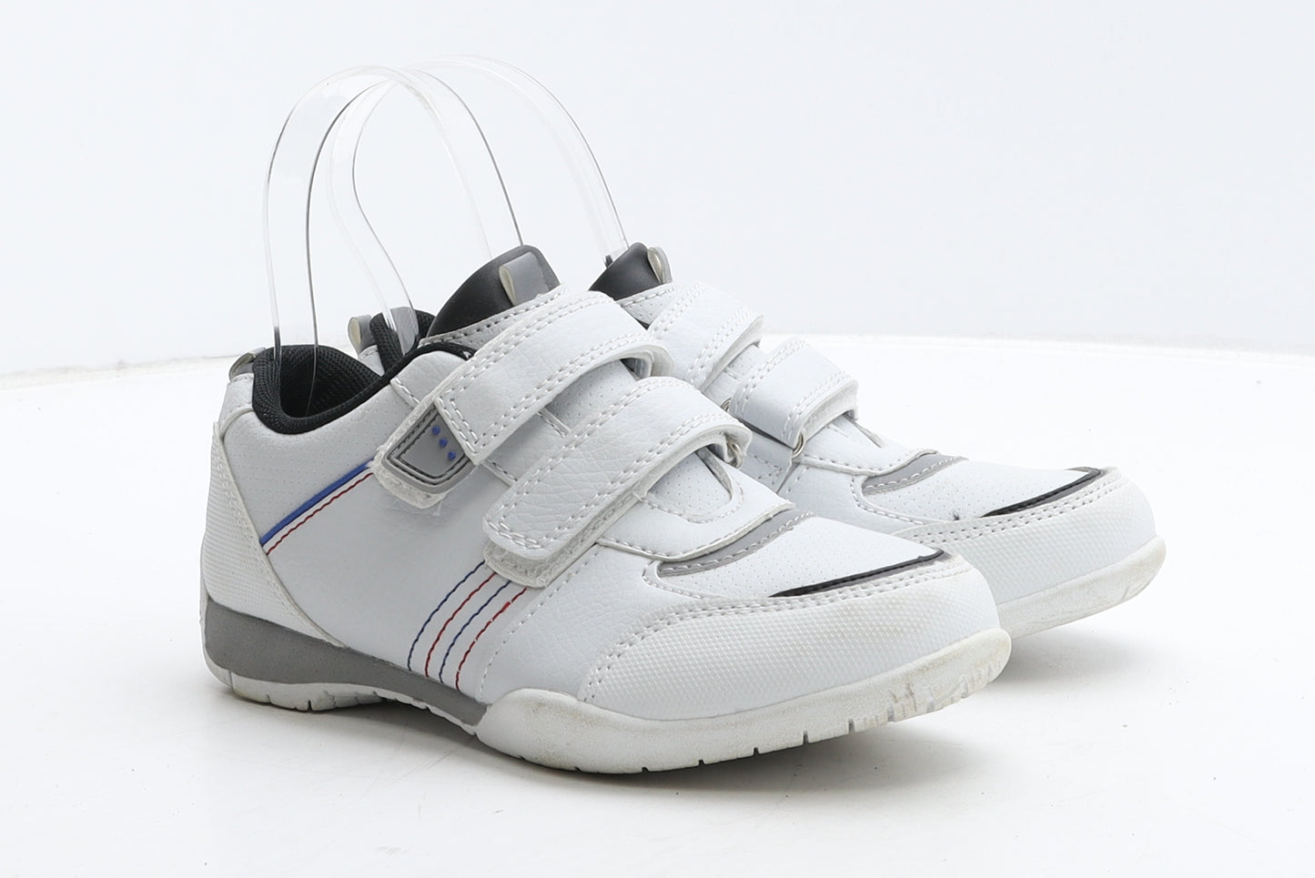 F&F Boys White Striped Leather Trainer UK 13 32