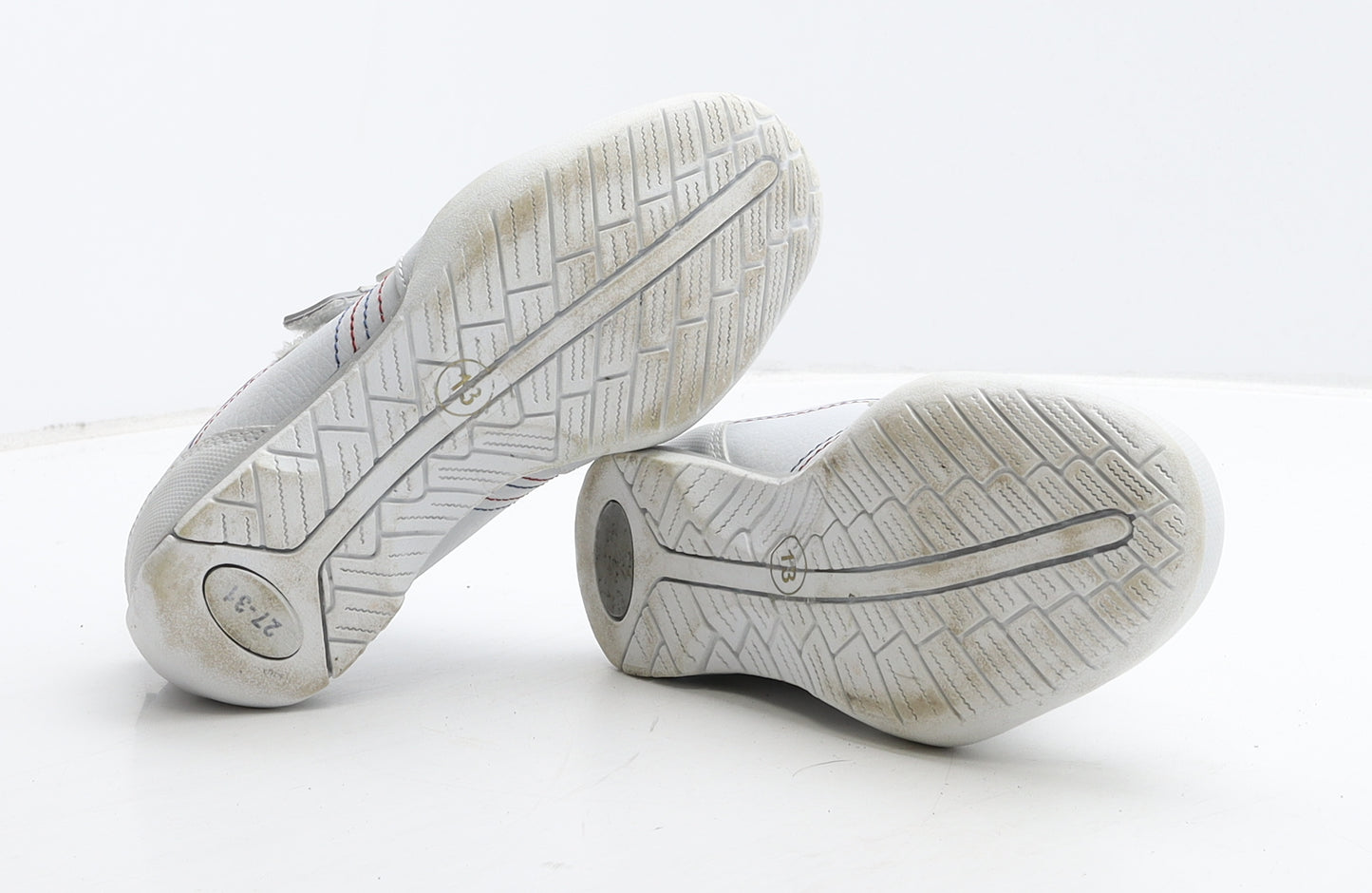 F&F Boys White Striped Leather Trainer UK 13 32