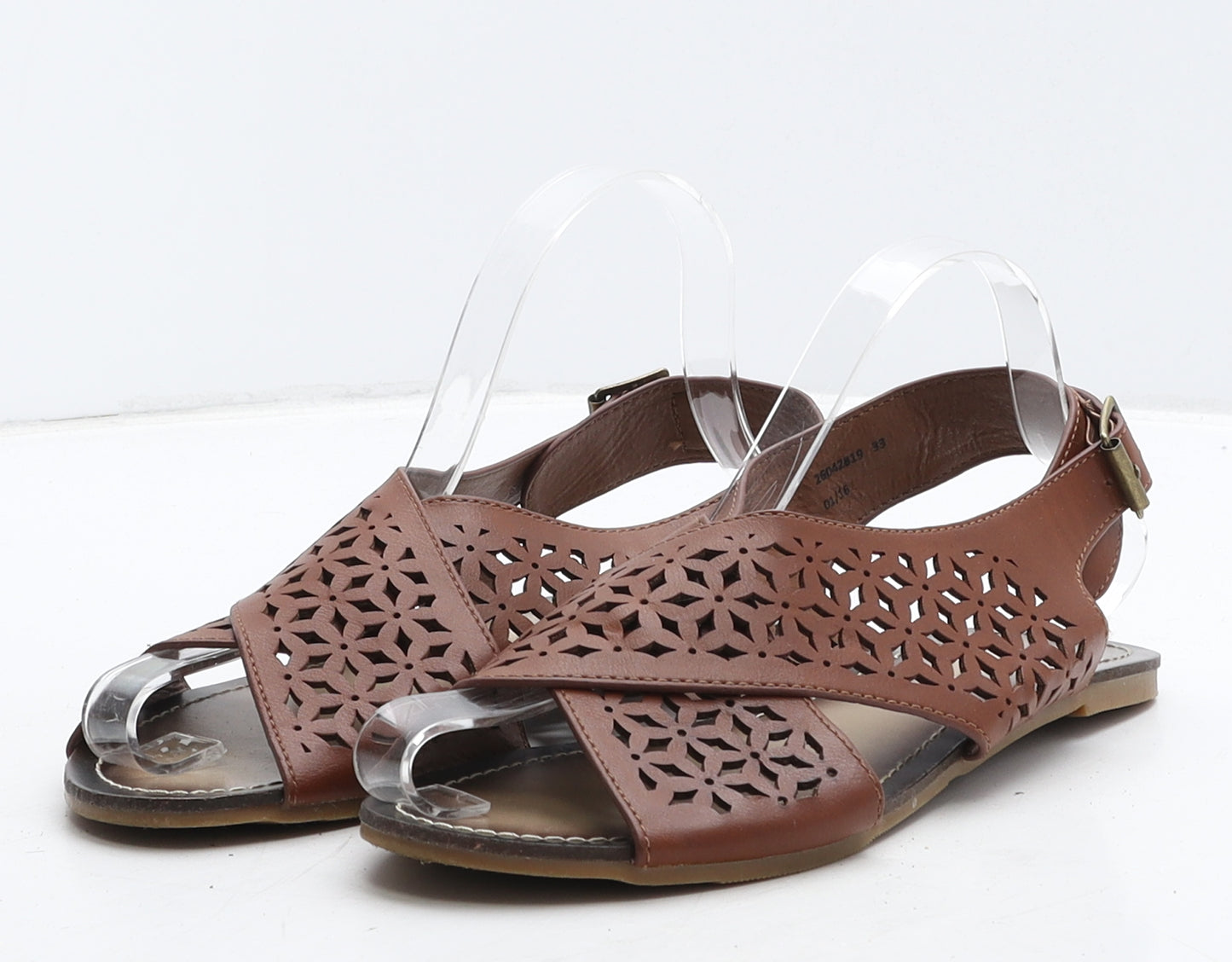 Emilio Lucax Womens Brown Geometric Leather Slingback Sandal UK 5
