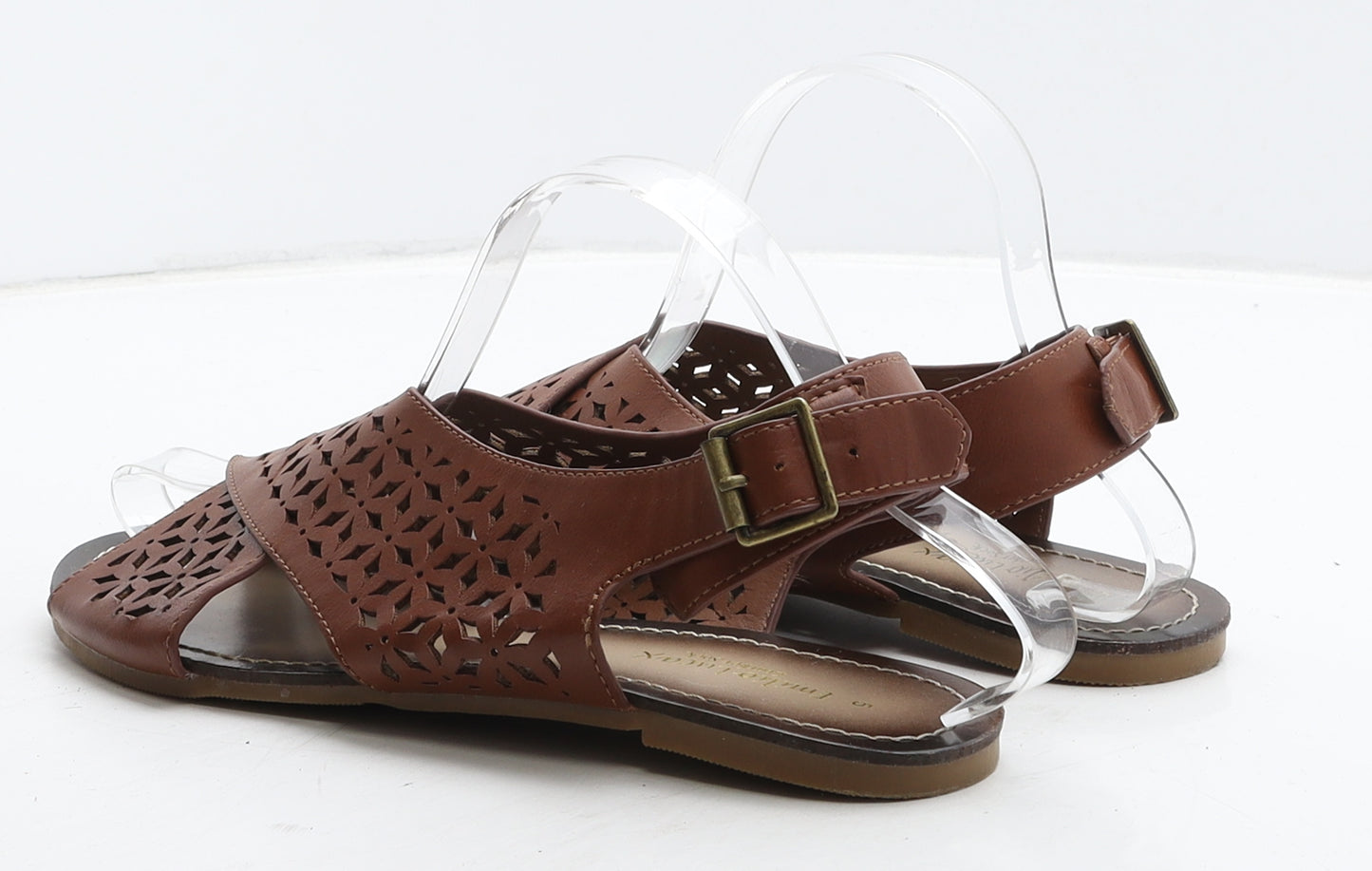 Emilio Lucax Womens Brown Geometric Leather Slingback Sandal UK 5