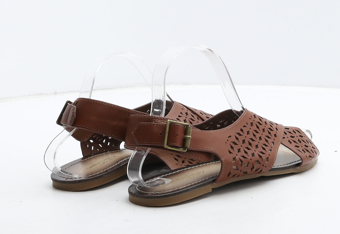 Emilio Lucax Womens Brown Geometric Leather Slingback Sandal UK 5