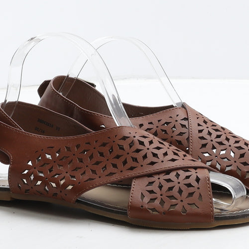 Emilio Lucax Womens Brown Geometric Leather Slingback Sandal UK 5