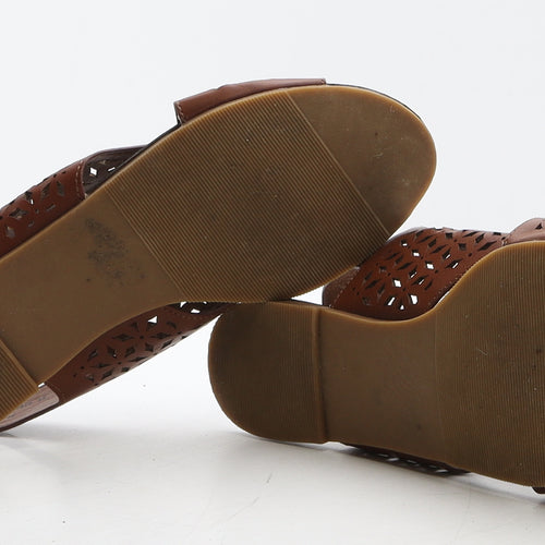 Emilio Lucax Womens Brown Geometric Leather Slingback Sandal UK 5