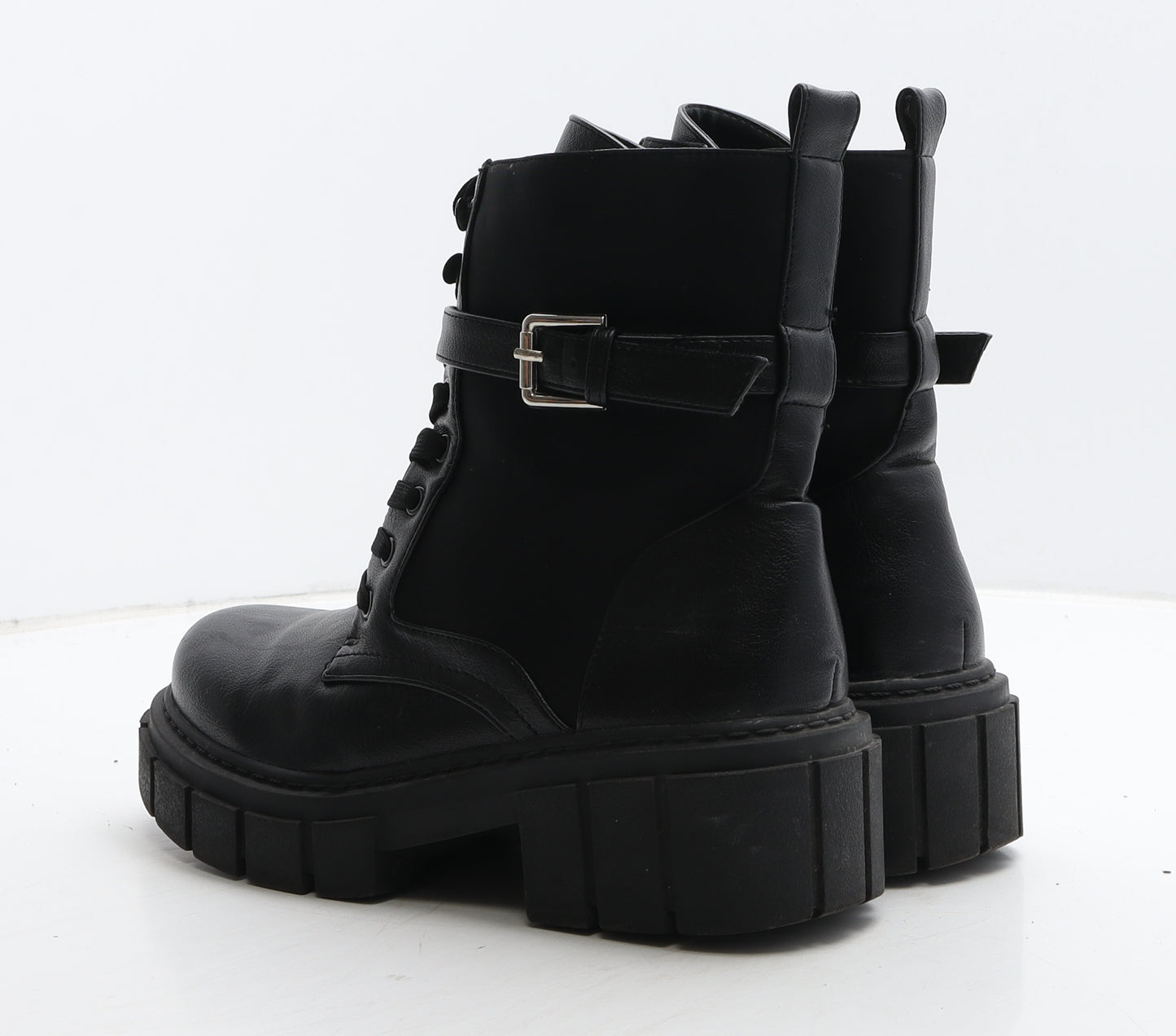 Simmi London Womens Black Leather Combat Boot UK 6