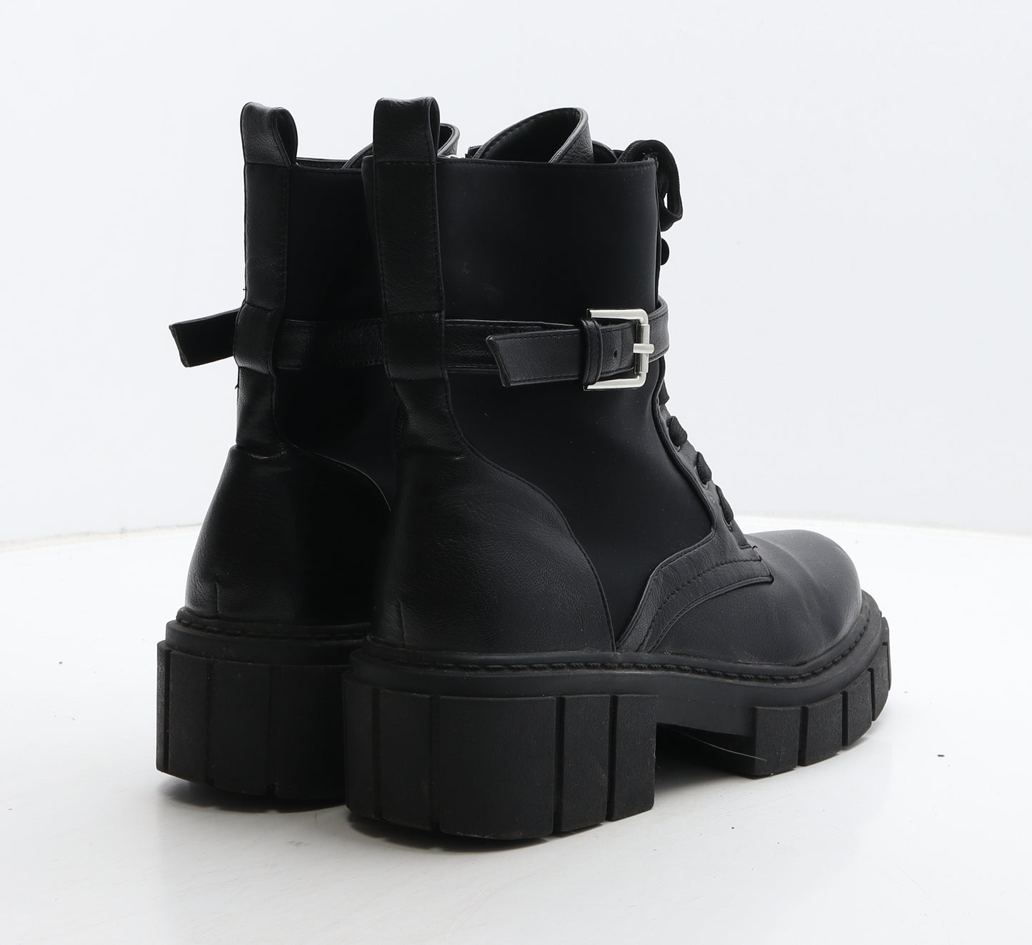 Simmi London Womens Black Leather Combat Boot UK 6