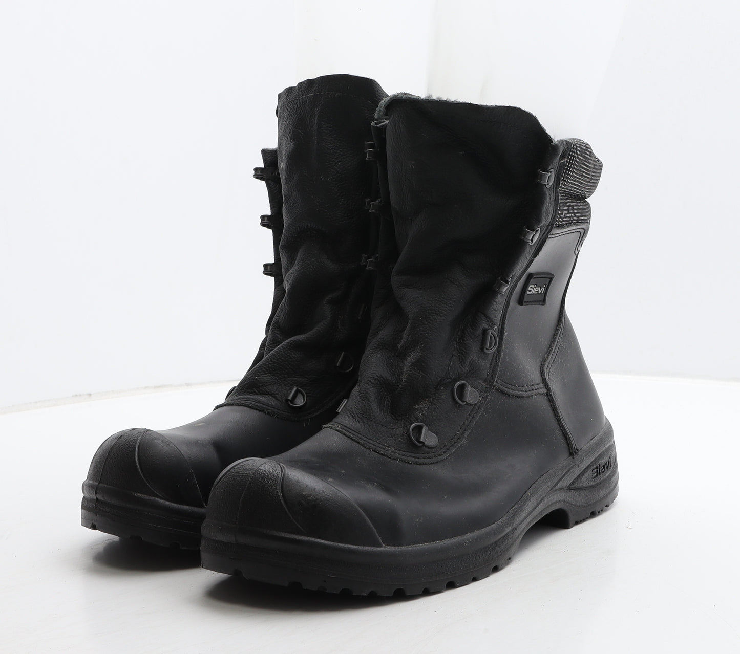 Sievi Mens Black Leather Combat Boot UK 8 42 - Work Wear