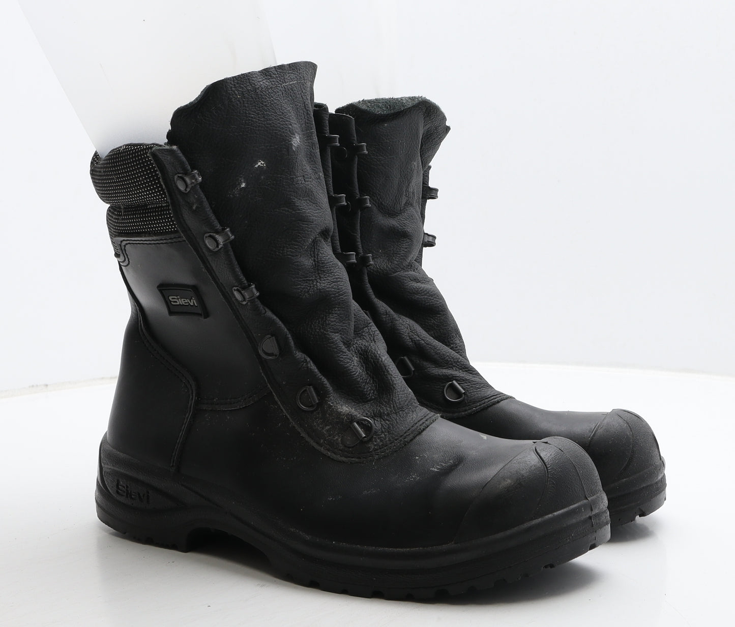 Sievi Mens Black Leather Combat Boot UK 8 42 - Work Wear