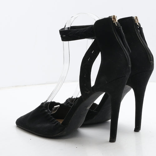 New Look Womens Black Suede Strappy Heel UK 7 40