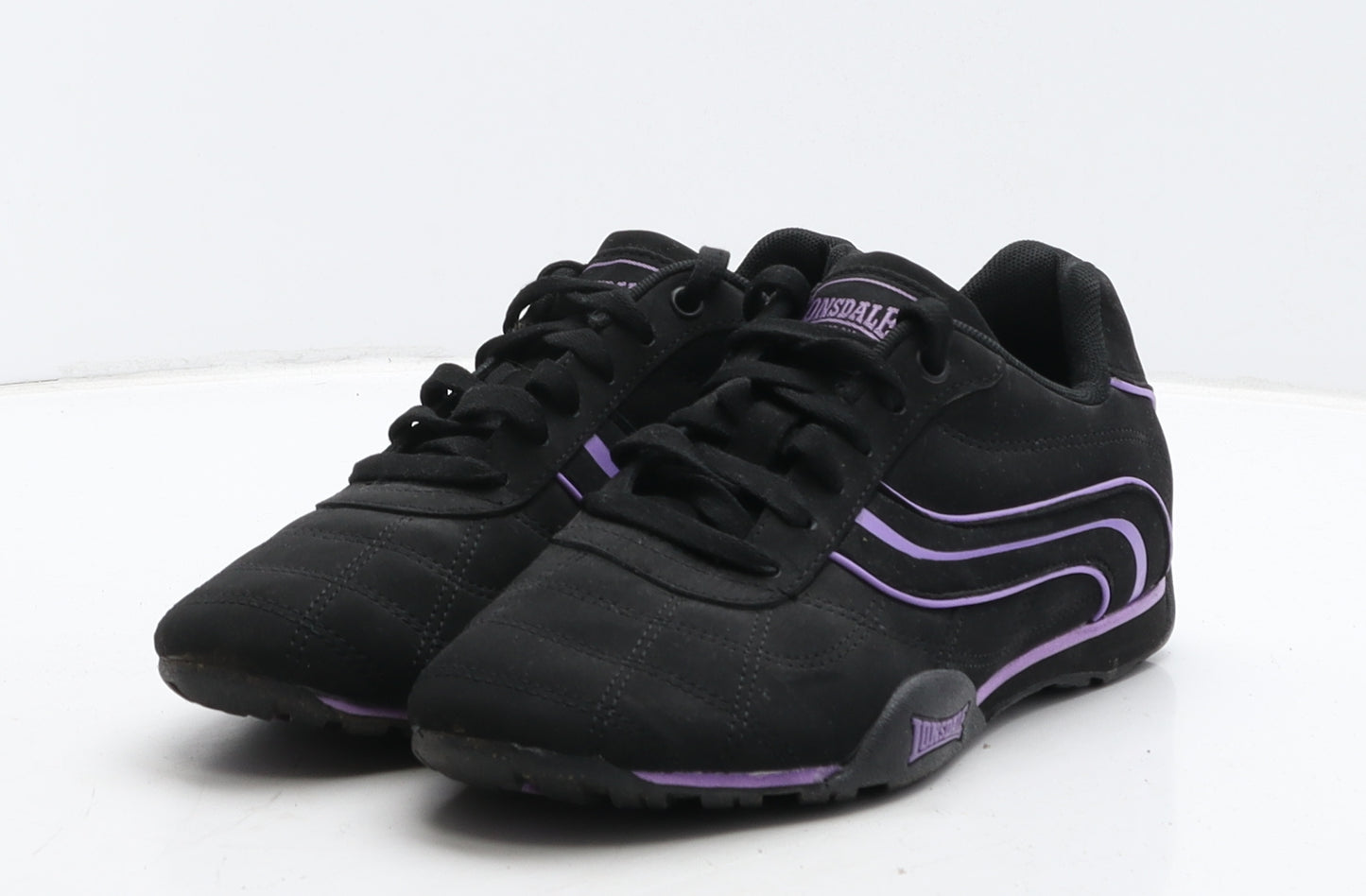 Lonsdale Womens Black Striped Leather Trainer UK 4 37