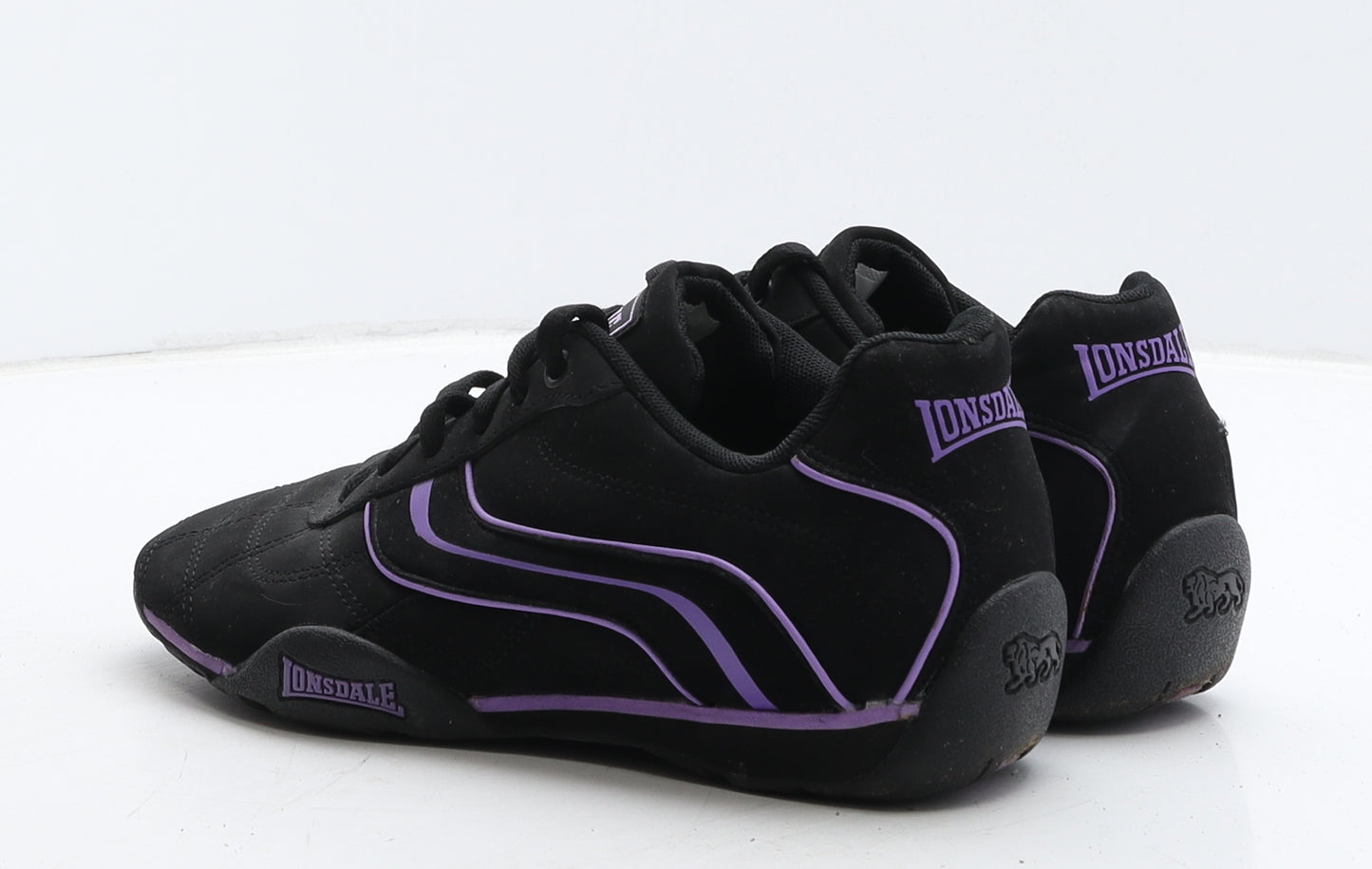 Lonsdale Womens Black Striped Leather Trainer UK 4 37
