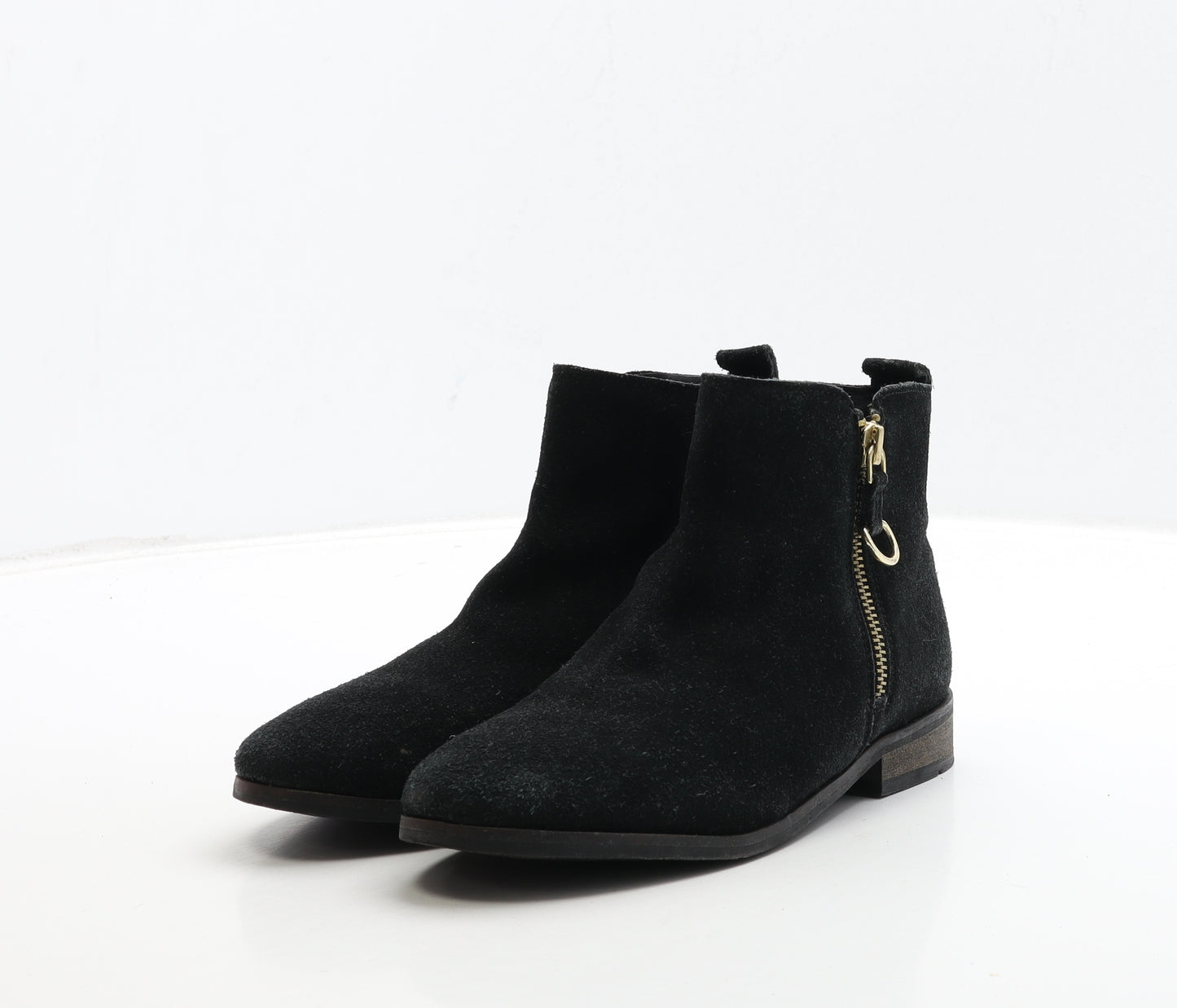 NEXT Womens Black Leather Bootie Boot UK 3 36