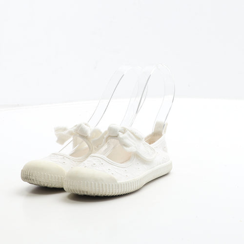 H&M Girls White Geometric Fabric Mary Jane Flat UK 7 24