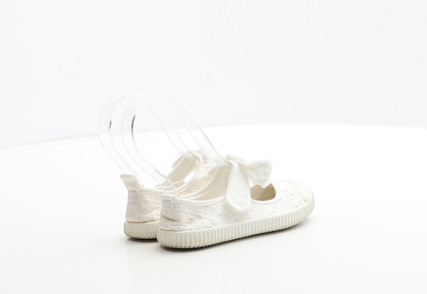 H&M Girls White Geometric Fabric Mary Jane Flat UK 7 24