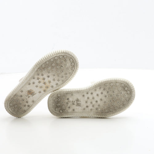 H&M Girls White Geometric Fabric Mary Jane Flat UK 7 24