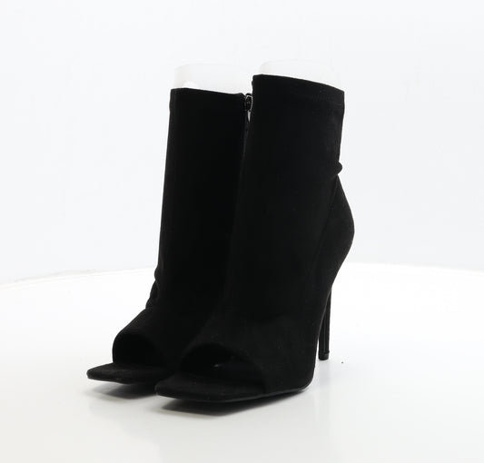 Boohoo Womens Black Suede Sock Boot UK 6 39