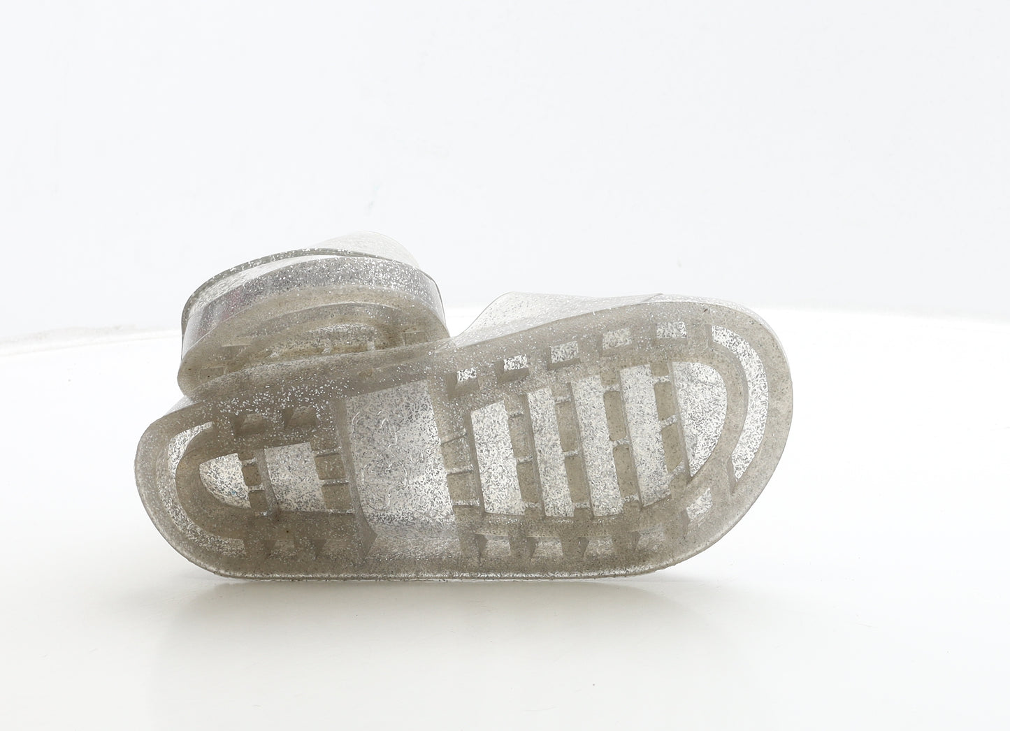 Juju Womens Clear Rubber Slider Sandal UK 3 36 - Silver Glitter